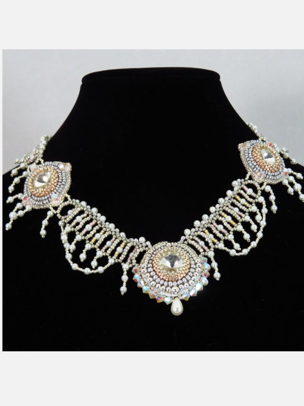 Vintage style choker/necklace hand beaded wedding